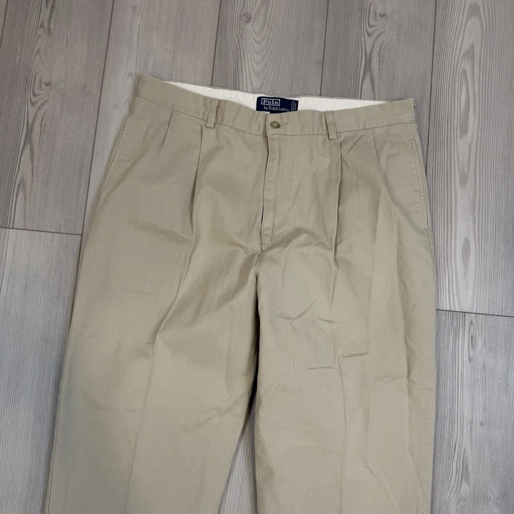 Lot Of 2 Ralph Lauren Polo Pants 38x30 Hammond Pleated Cuffed Trousers‎ Beige